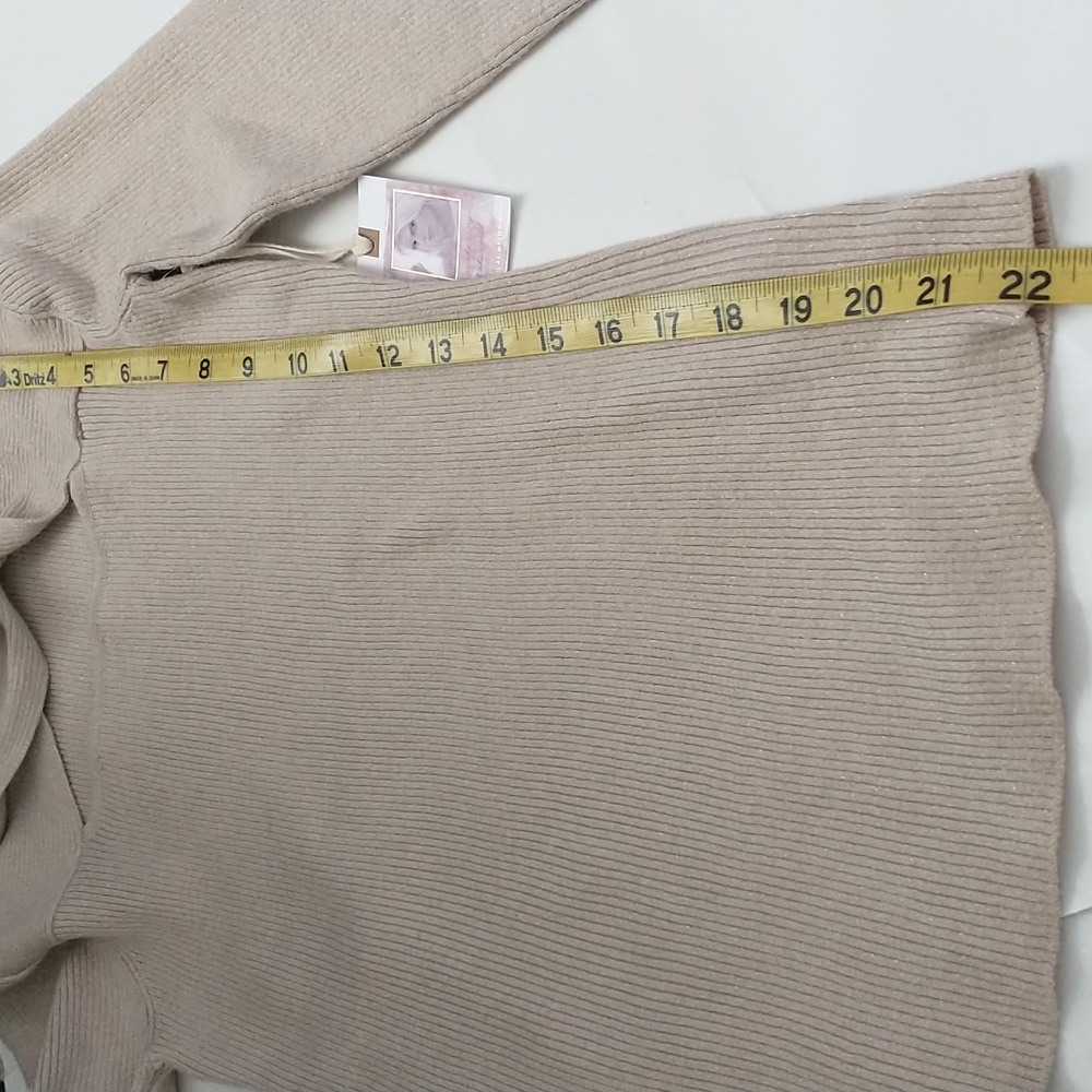 NWT Jessica Simpson Stylish Cream Pull-On Cut-Out Twist-Front Sweater. Size-L - Picture 16 of 16